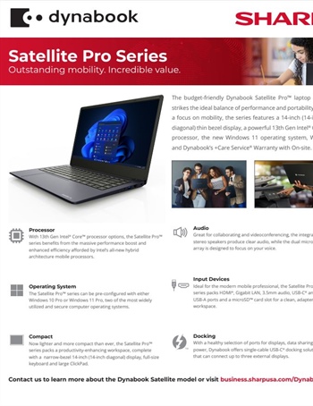 Dynabook Laptops: The Satellite Pro Series