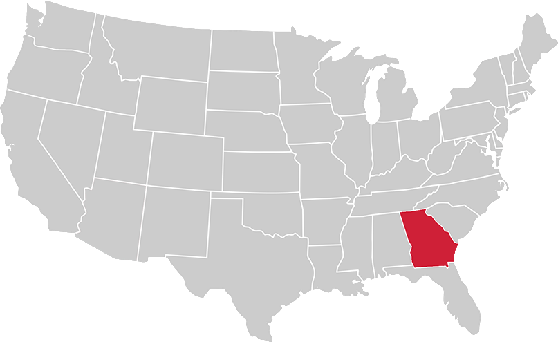 United States map with state of Georgia highlighted in Red